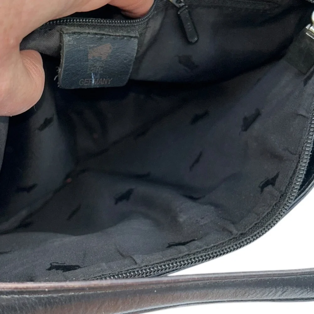 Braun Buffel Germany vintage black leather shoulder hand bag purse $700